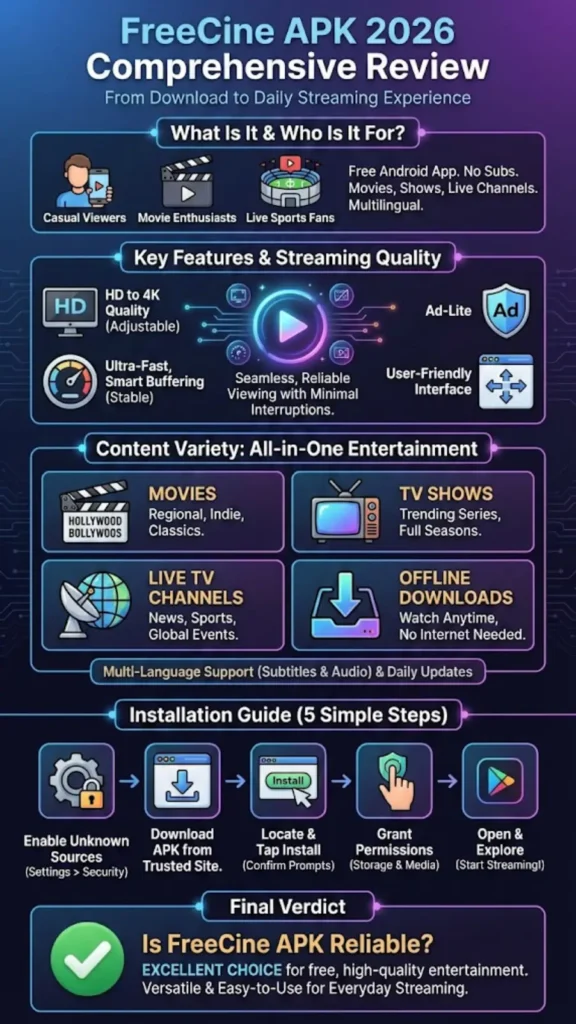 FreeCine APK 2026 Comprehensive Review – From Download to Daily Streaming Experience
