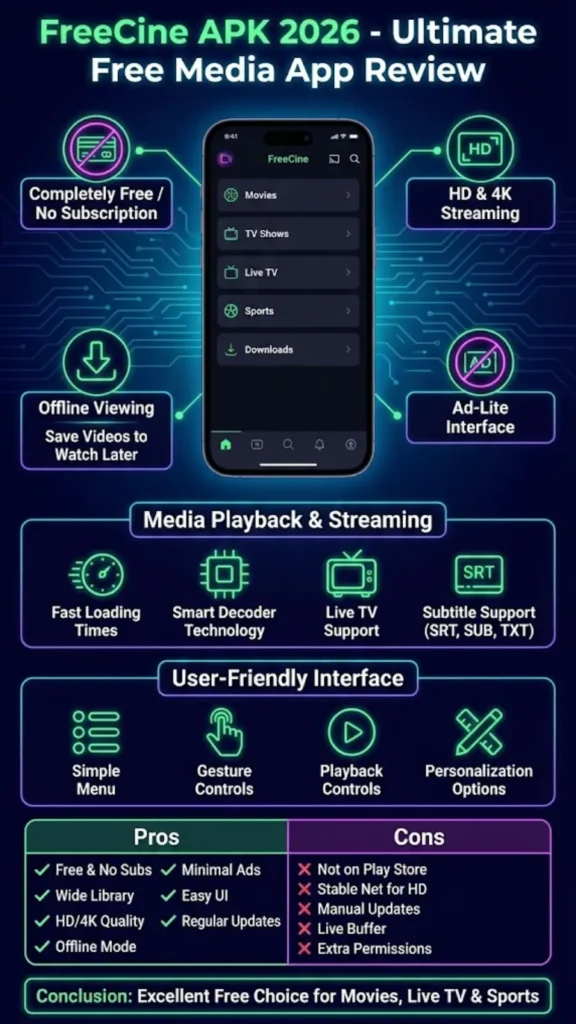 FreeCine APK for Android 2026 – The Ultimate Free Media & Streaming App Review