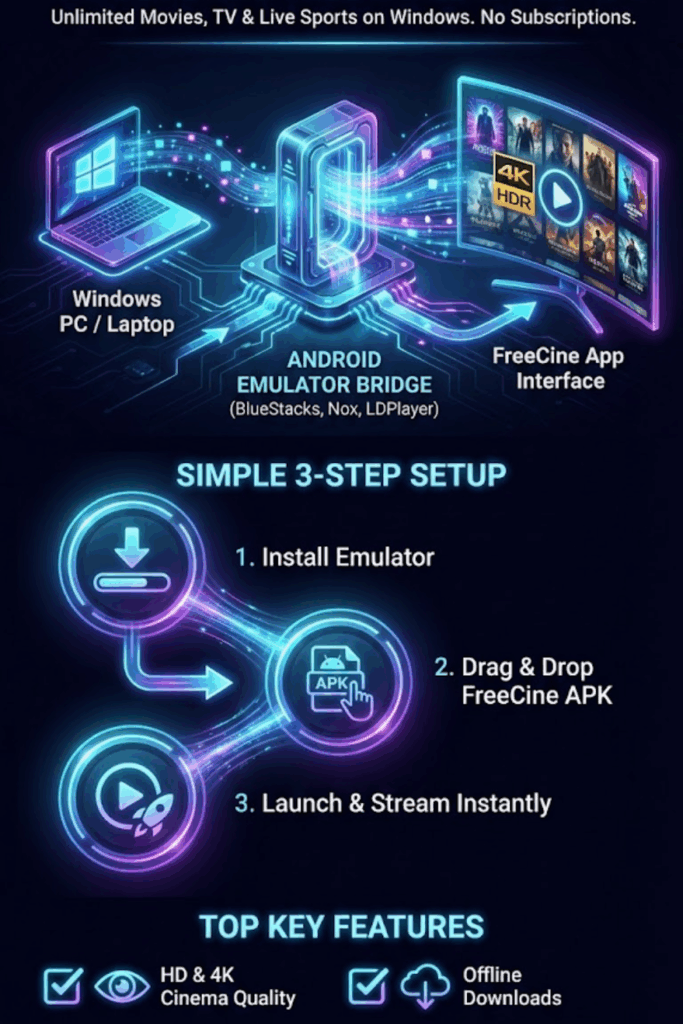 FreeCine for PC – How to Watch Free Movies & TV Shows on Windows (2026)