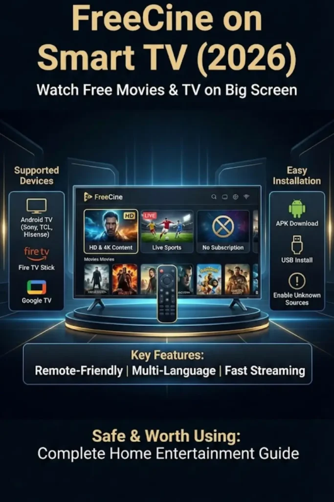 FreeCine on Smart TV – How to Install and Watch Free Movies on Big Screen (2026)