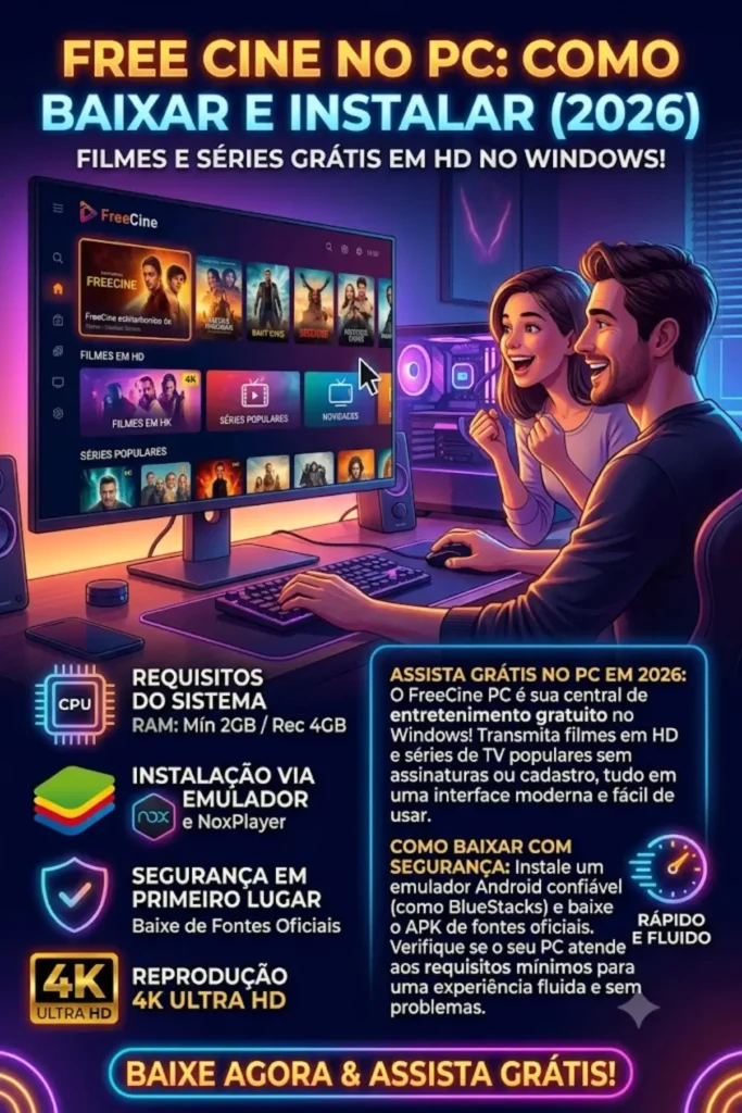 Baixar FreeCine PC 2026 – Assista Filmes em HD e Séries de TV Grátis Online