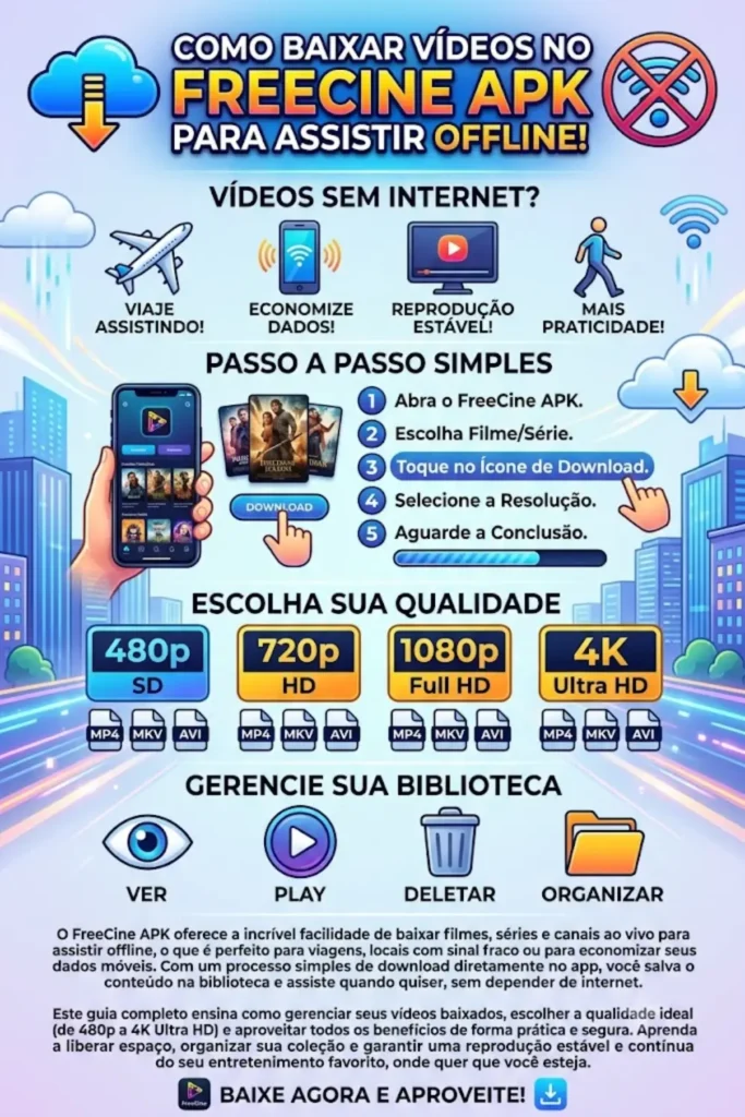 Como Baixar Vídeos para Assistir Offline no FreeCine APK
