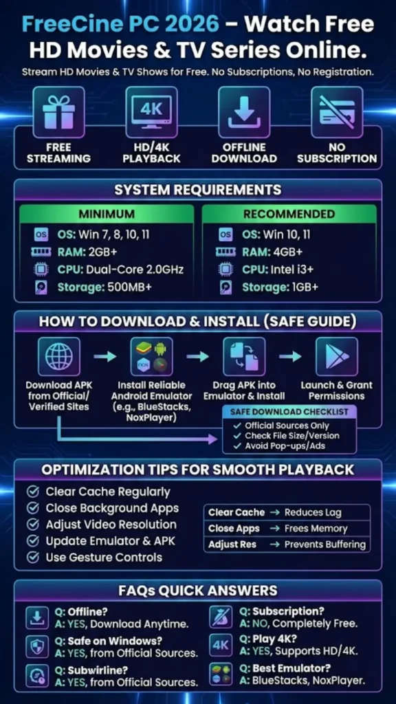 Download FreeCine PC 2026 – Watch Free HD Movies & TV Series Online