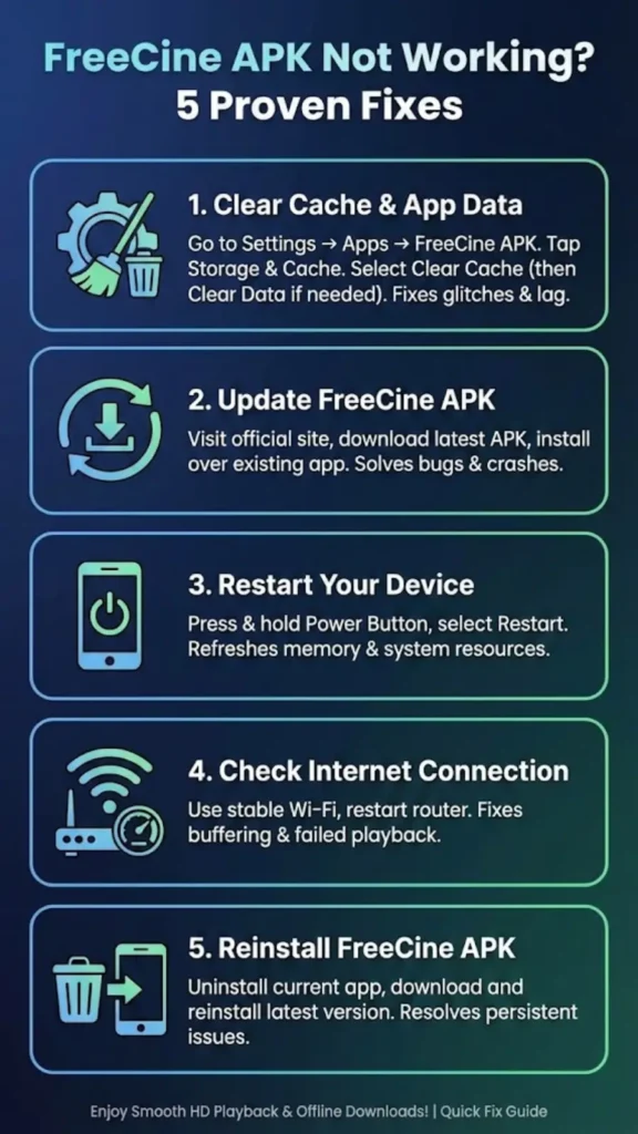 FreeCine APK Not Working? 5 Proven Fixes You Can Try Today