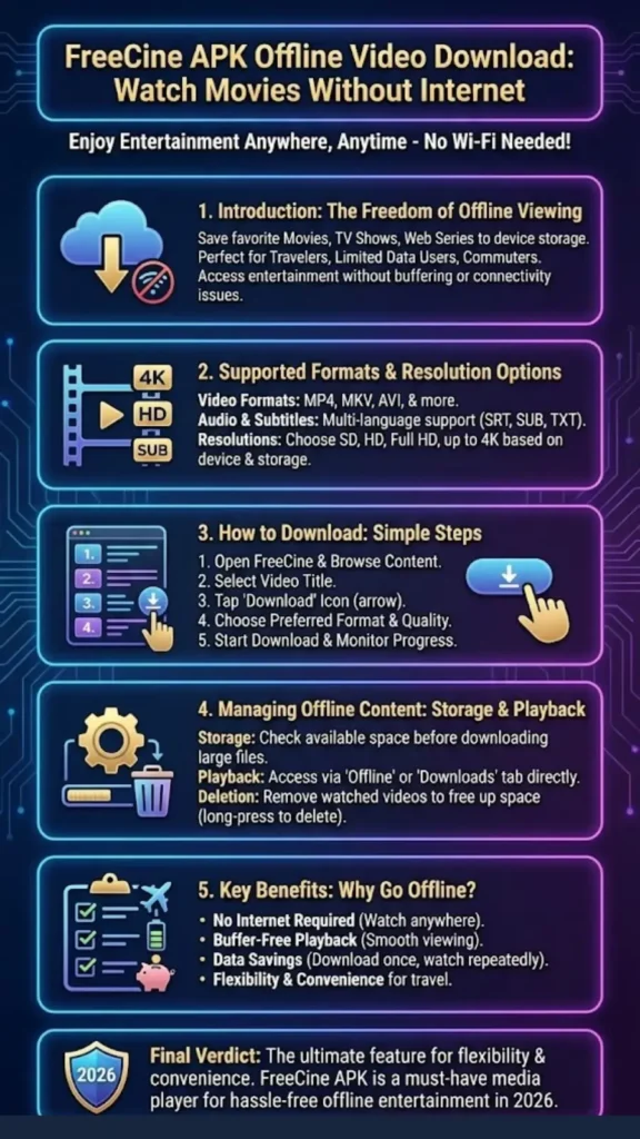 FreeCine APK Offline Video Download: Watch Movies Without Internet