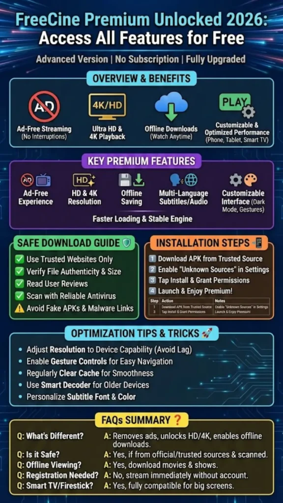 FreeCine APK Premium Unlocked 2026 – Access All Features for Free