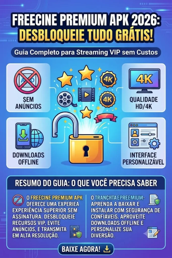 FreeCine Premium APK 2026 – Desbloqueie Todos os Recursos Premium Gratuitamente