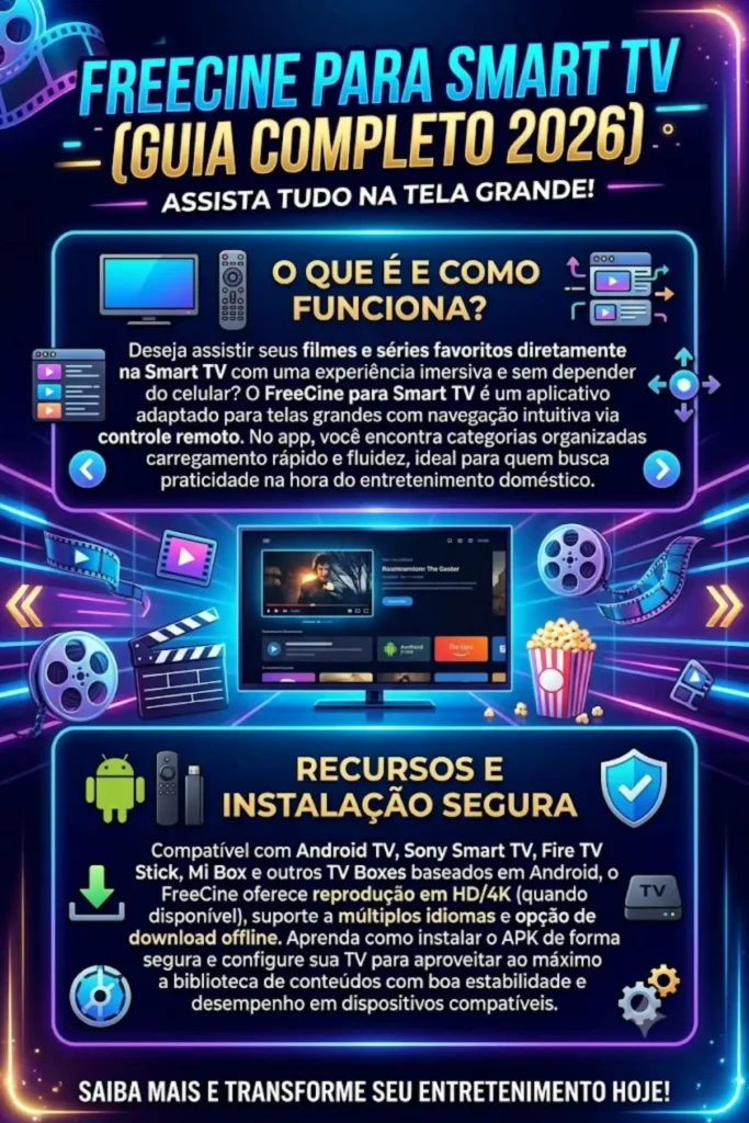 FreeCine para Smart TV: Guia Completo de Instalação, Recursos e Streaming (2026)