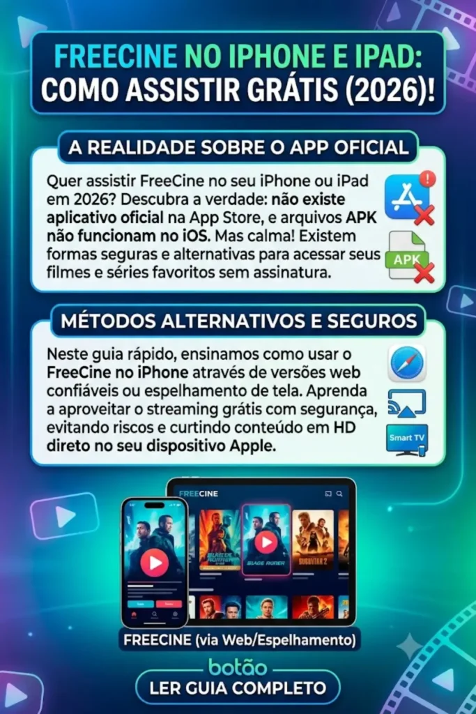 FreeCine para iPhone e iPad – Streaming Grátis Sem Assinatura (2026)