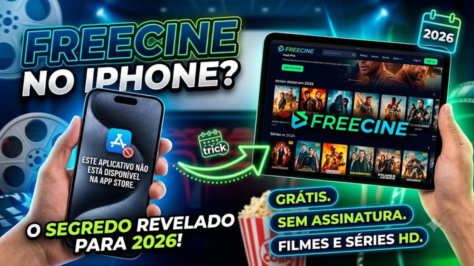 FreeCine para iPhone e iPad – Streaming Grátis Sem Assinatura (2026)