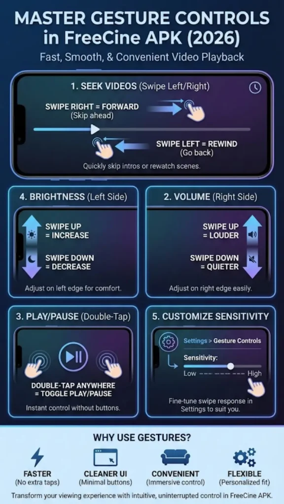 How to Use Gesture Controls in FreeCine APK