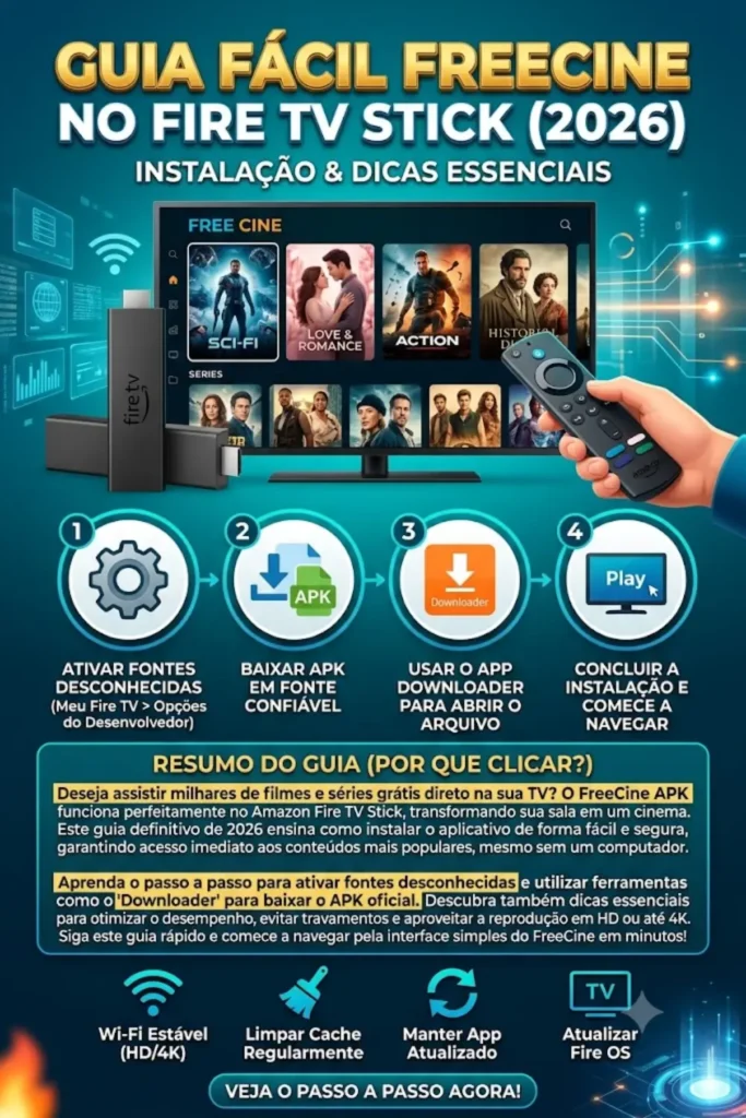 FreeCine para Fire TV Stick – Guia Fácil de Download e Instalação (2026)