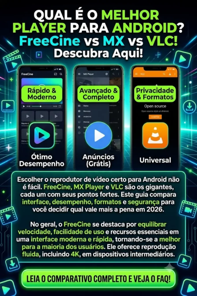 FreeCine vs MX Player vs VLC: Qual é o Melhor Player para Android?